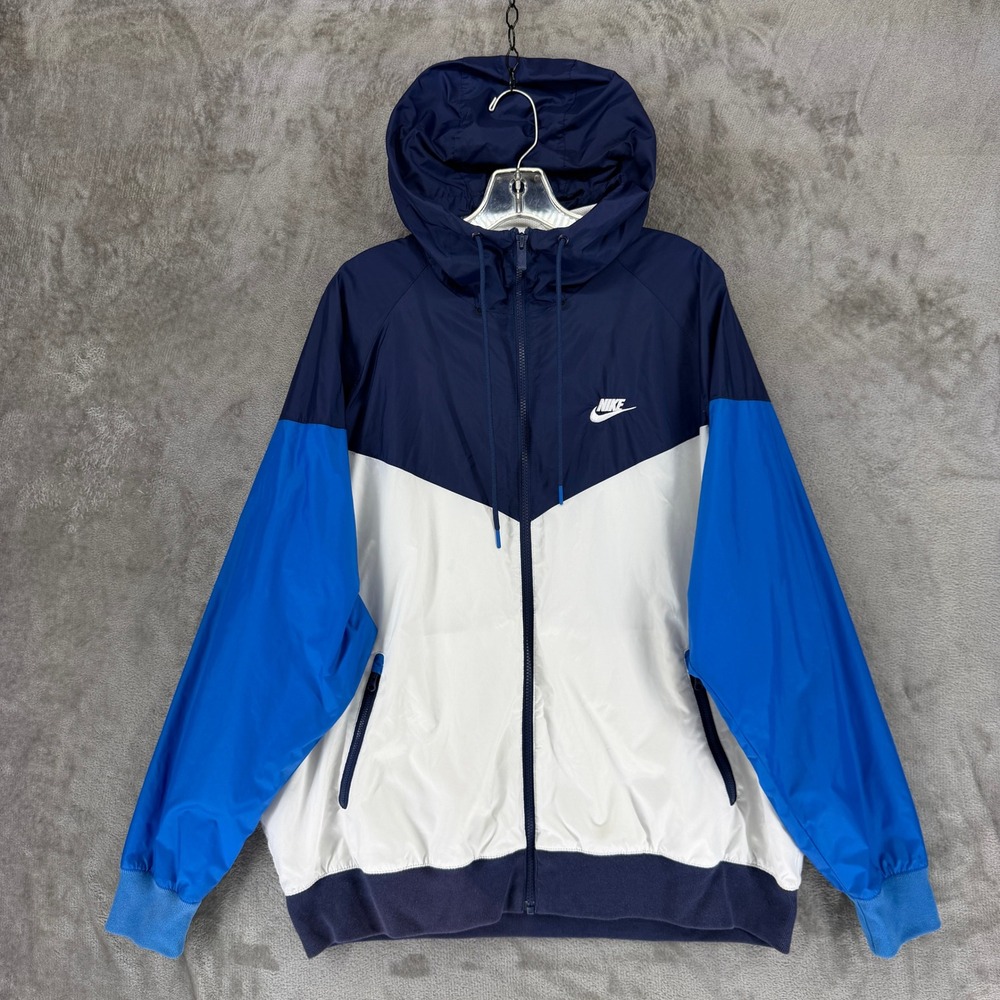 Nike Windbreaker Mens XL Windrunner Blue White AR2191-122 Sportswear EUC